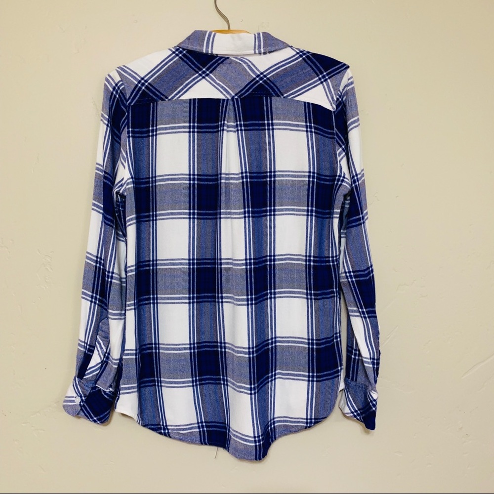 Rails Long Hunter Sleeve Button Down Cobalt/Whiter - Picture 4 of 8